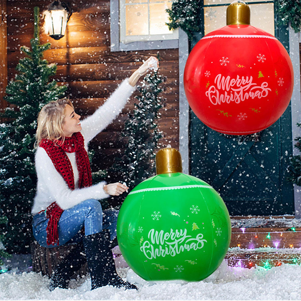 24 Zoll PVC aufblasbare Weihnachts ball Outdoor Indoor Weihnachten dekoriert Ball Riesen große große Bälle Spielzeug Neujahr Party Ornament