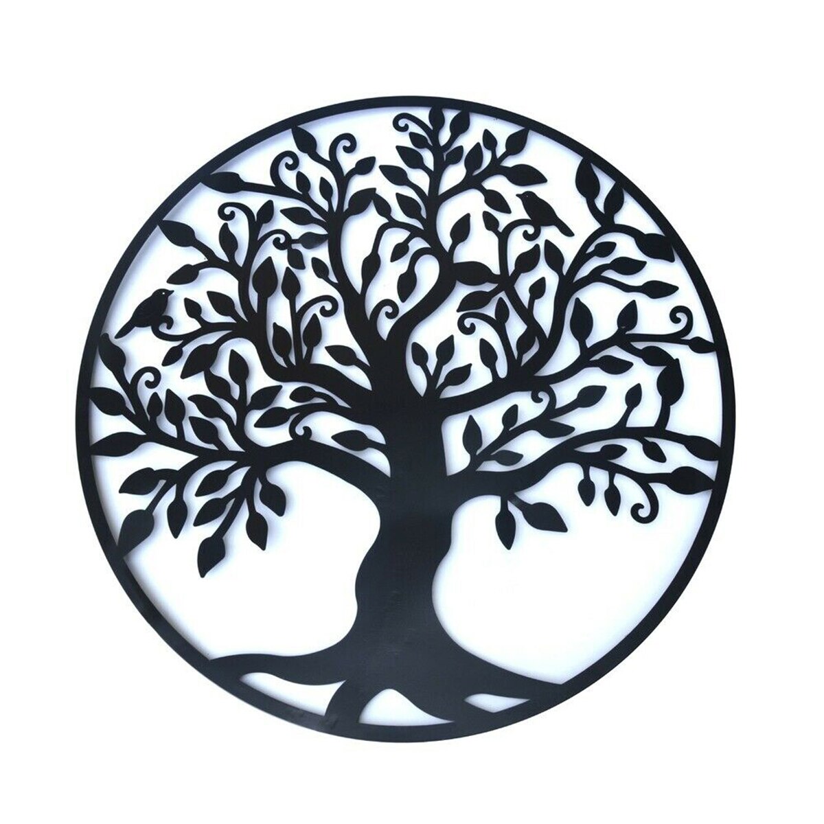 Decoración colgante de pared de árbol de la vida redondo 3D, diámetro de 60cm, arte del hierro, adorno para colgar en el hogar, decoración de pared de árbol de hierro: Style C