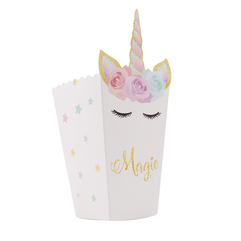 12 Pcs/set Unicorn Cute Popcorn Box Party Supply Case Box Favor Accessory Kids Birthday Wedding Party Supplies: White