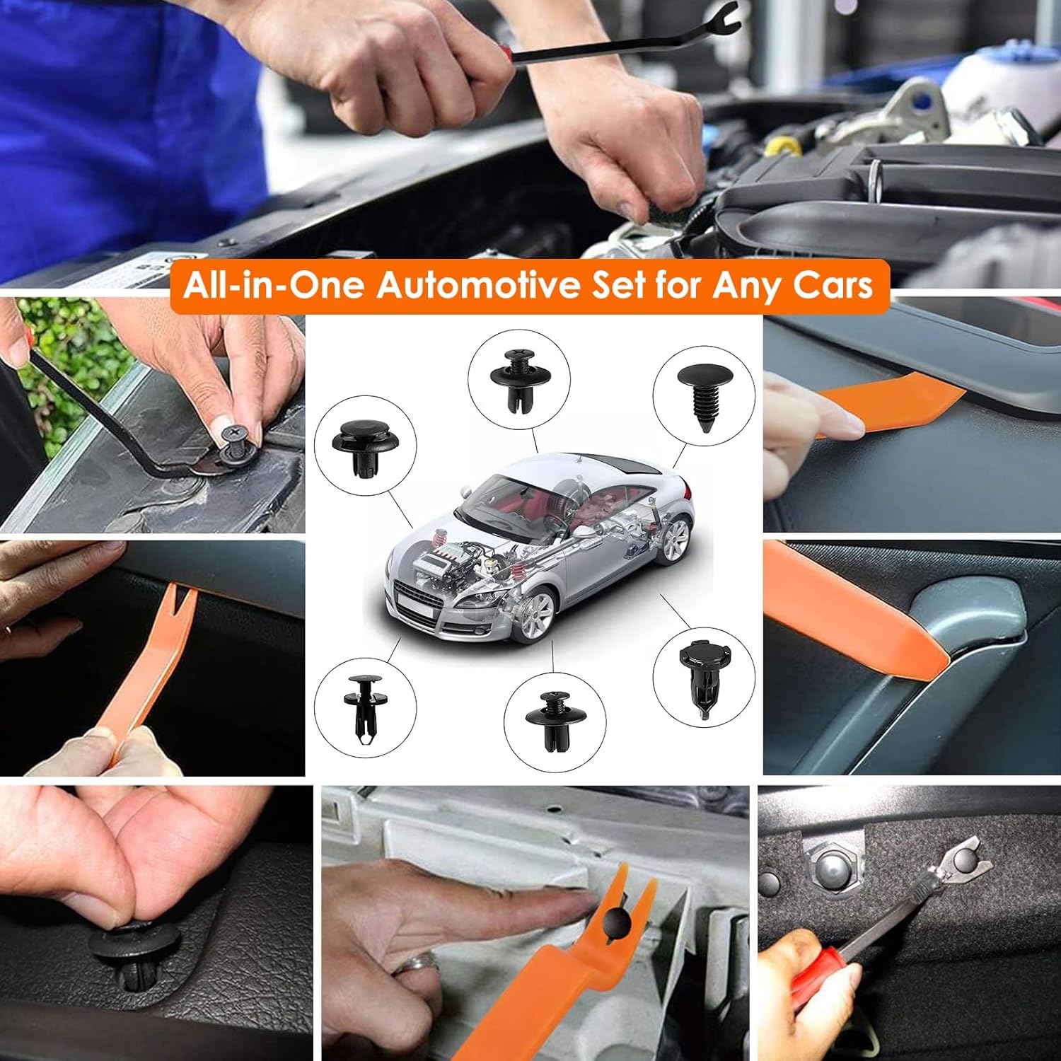 925Wagen trimmen Clips einstellen mit Entfernungswerkzeugen Karosserie Nieten Befestigungselemente Halfter Clips für Stoßstange Tür KotflüGel Auto Kunststoff Nieten Bausatz