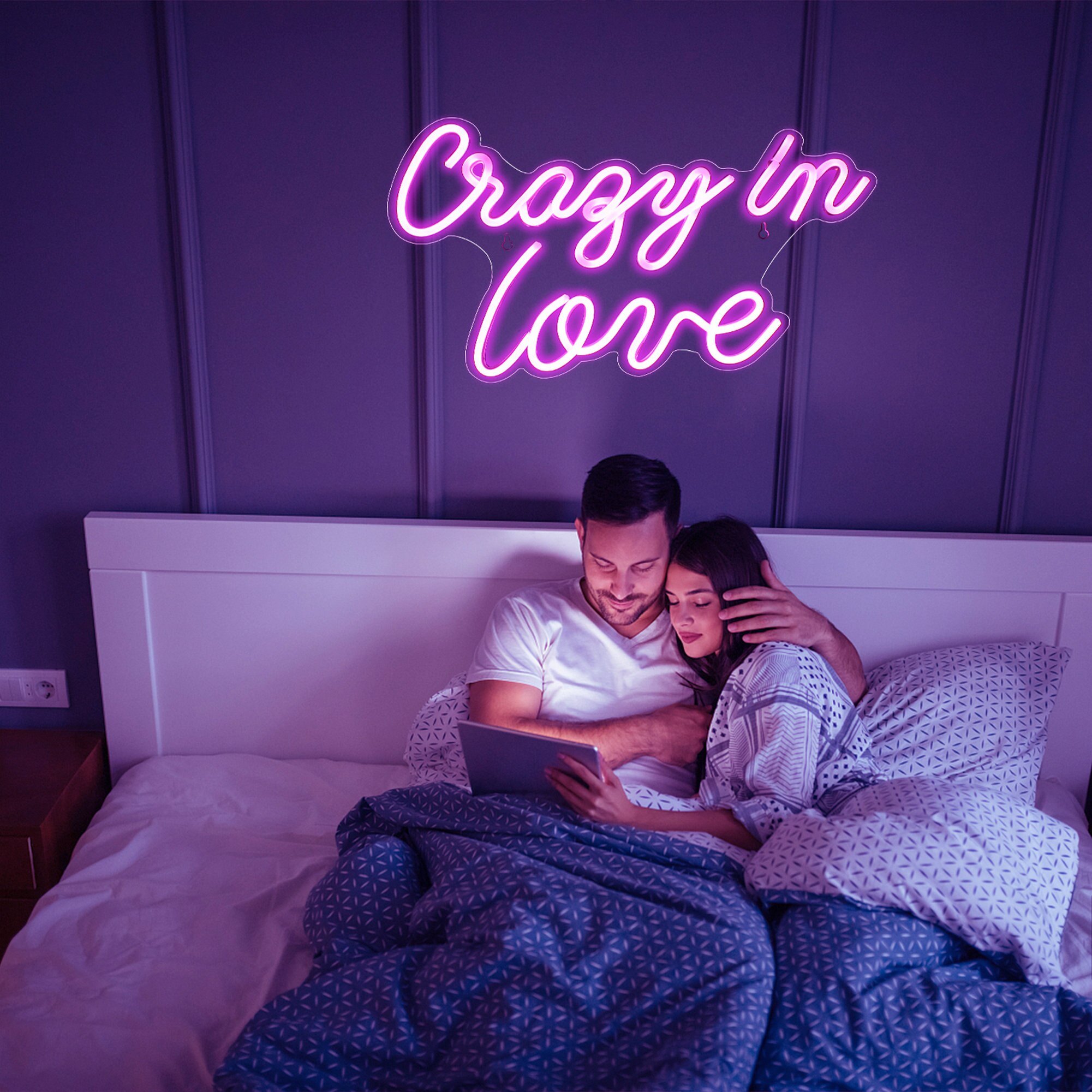 Wanxing Crazy In Love Neon Signs LED Neon Sign For Bedroom Wall Decor Pink Neon Light For Girl Wedding Valentines Day Party