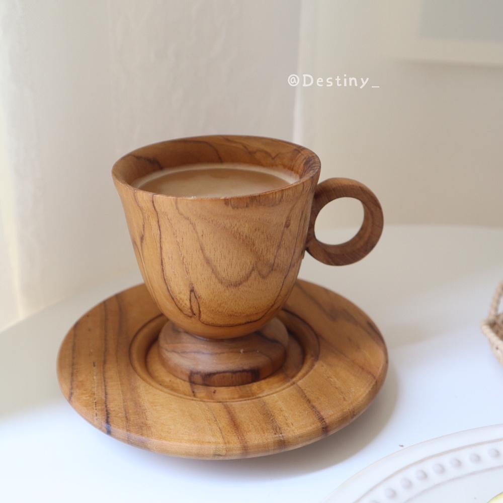 Taza de café de madera hecha a mano, vaso alto de vino tinto, fondo plano, leche Latte, artesanías, taza de cerveza reutilizable con mango, 150ml, 1 ud.