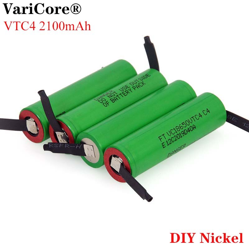 VariCore 3.6V 18650 VC18650VTC4 2100mAh VTC4 20A 30A Discharge Rechargeable battery Welding Nickel Sheet