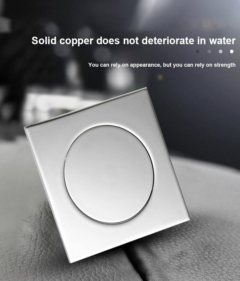 Bouncing Floor Drain Square Pop Up Floor Drain-Floor Cover Shower Room Push Down Drain Plug Anti-odor Bath Shower Drain
