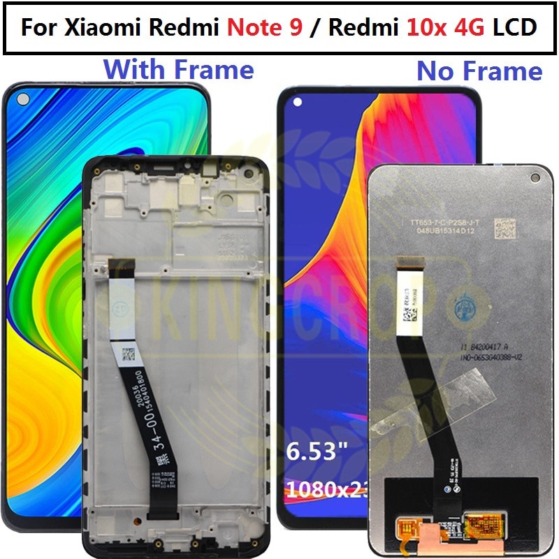 Originalt display til xiaomi redmi note 9 lcd redmi 10x lcd berøringsskærm digitaliseringssamling til redmi note 9 displayskærm
