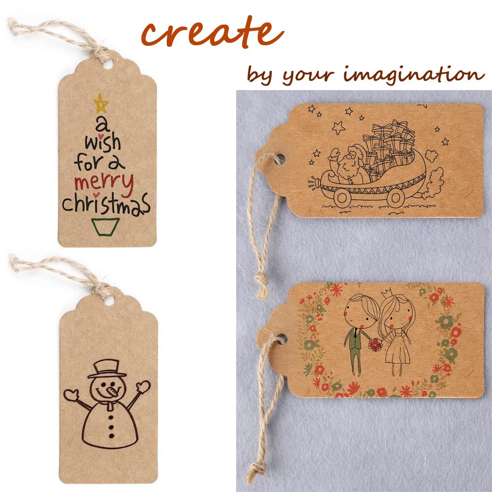 100 Uds etiquetas de ropa marrón Kraft/Blanco/Negro etiquetas de papel etiqueta boda hornear papel Etiqueta de tarjeta joyería encantos decoración 2*4cm