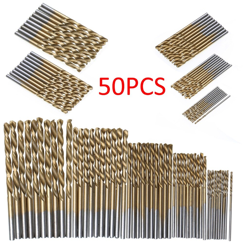 50/99Pcs Titanium Coated Twist Drill Bit Set High ... – Vicedeal
