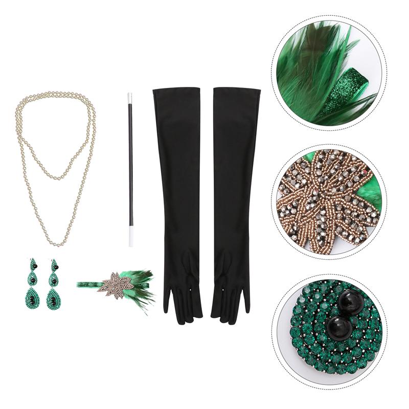 5 stuks halloween kostuum accessoires hoofdband handschoenen toverstaf oorbellen ketting