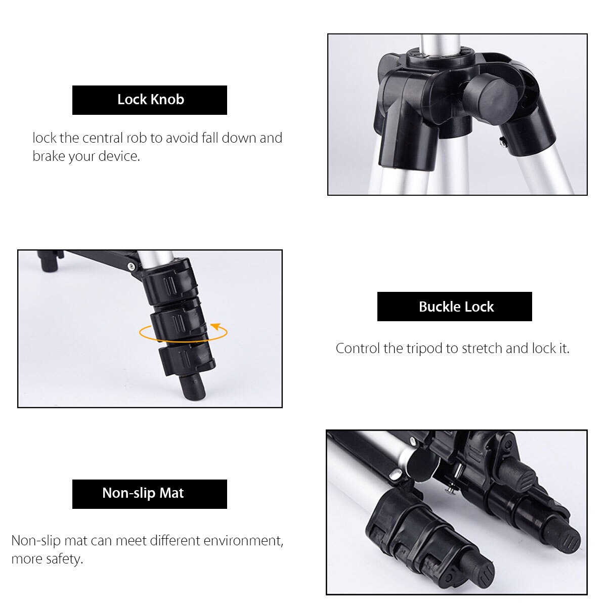 Portable 36-100 cm Tripod Stand With Rocker Arm Adjustable For Camera Phone Mount Holder Clip Bracket Set For Cell Phone Camera