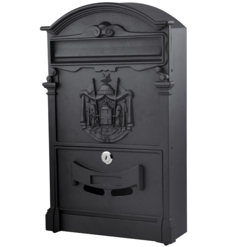 Heavy Duty Black Aluminium Lockable Secure Mail Letter Post Box