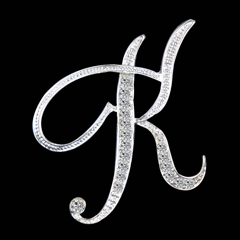 Rhinestone Crystal Broches Beginletter Broche A-S revers Spelden en Broches Clip Naam Sieraden Voor Vrouwen Mannen Wedding
