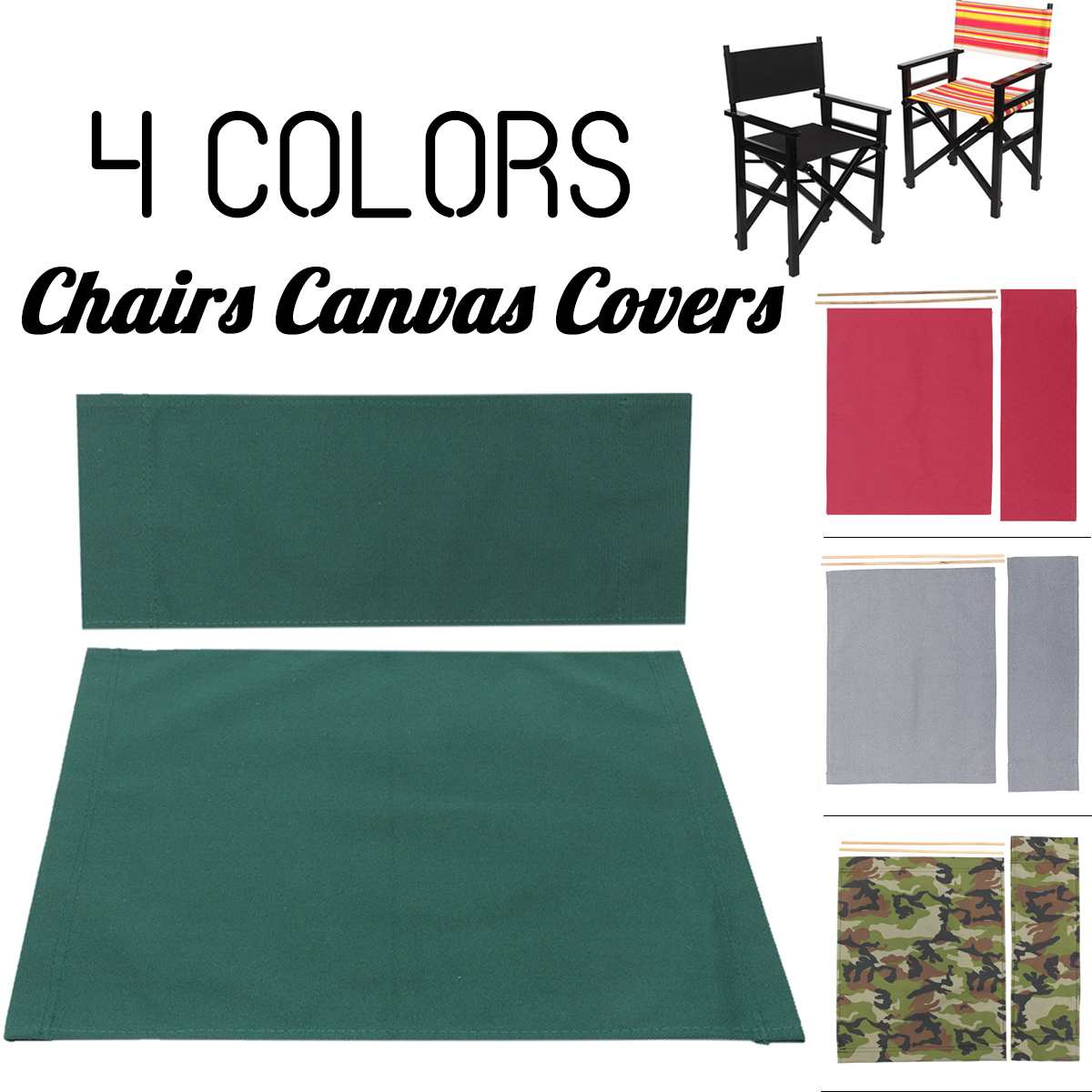 Housse de protection de dossier de siège en toile pour chaise de réalisateur décontractée, 4 couleurs, kit de remplacement pour extérieur, jardin, maison, tissu