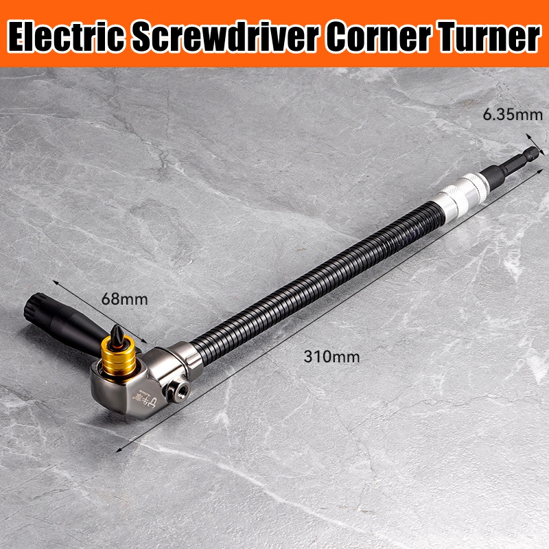 90/105 Degree Angle Electric Corner Turner, Electric Screwdriver Hardware Tool Accessories, Elbow Universa Flexible Shaft: Dark Grey