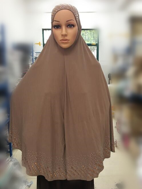 Hidżab islamska odzież natychmiastowa hidżab Turban diamenty Rhinestone chusta hidżab chustka turecki hidżab rozszerzenia szyi klatka piersiowa 100X90CM: khaki