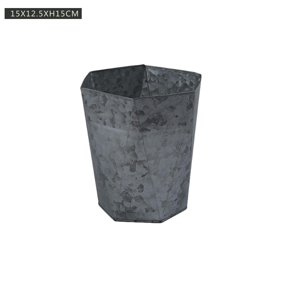Creativity Iron Flower Pot Polygonal Metal Plants Planter Desktop Storage Bucket For Balcony Home Yard Decoration: 04