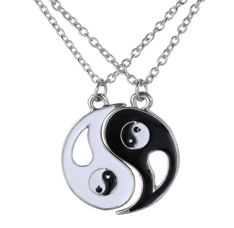 2 Stks/set Yin Yang Hanger Ketting Zwart Wit Paar Ketting Zus Vriend Vriendschap Sieraden
