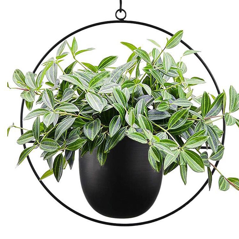 Iron Hanging Flower Pot Decorative Swinging Flower Basket Plant Hanger Pot Hanging Basket Home Garden Balcony Decor