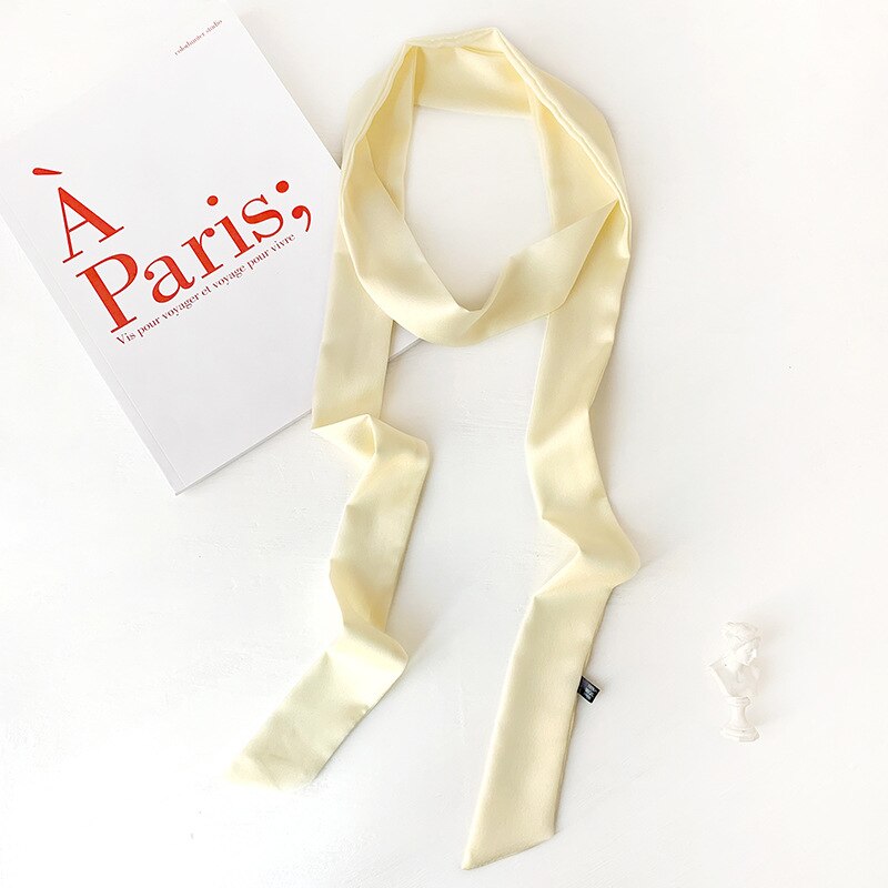Zijde Tas Sjaal Lady Solid Lange Skinny Sjaals Haar Hoofdband Vrouwen Foulard Lady Wraps Tie Lint Accessoires: PD1-beige