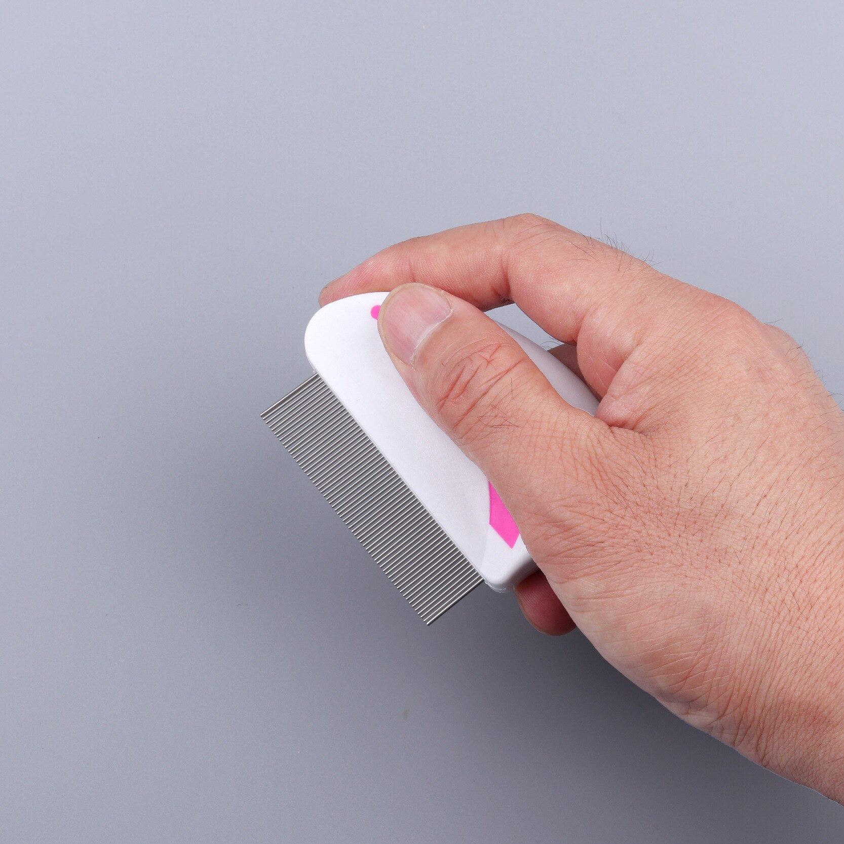 Peine para pulgas para mascotas, cepillo de acero inoxidable cómodo para el cuidado del cabello, desparasitante, pelo corto y largo