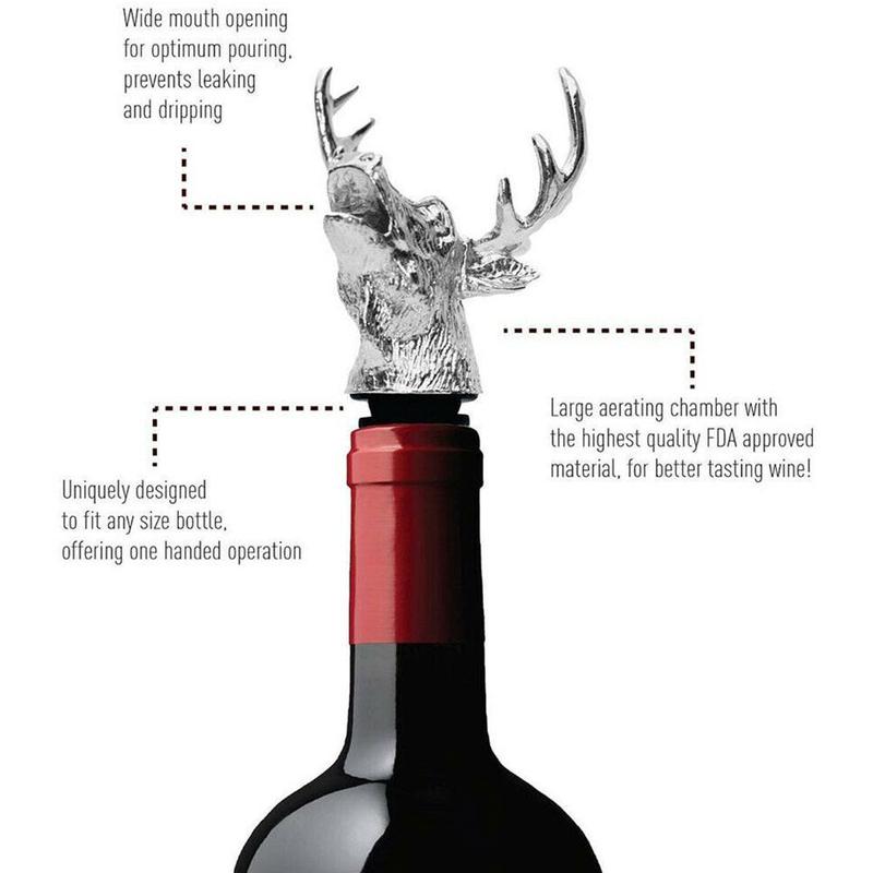 1pc zink legering hjorte hjort hoved vinhælder unik vinflaske propper vin beluftere bar værktøjer hjorte hoved vin hælder