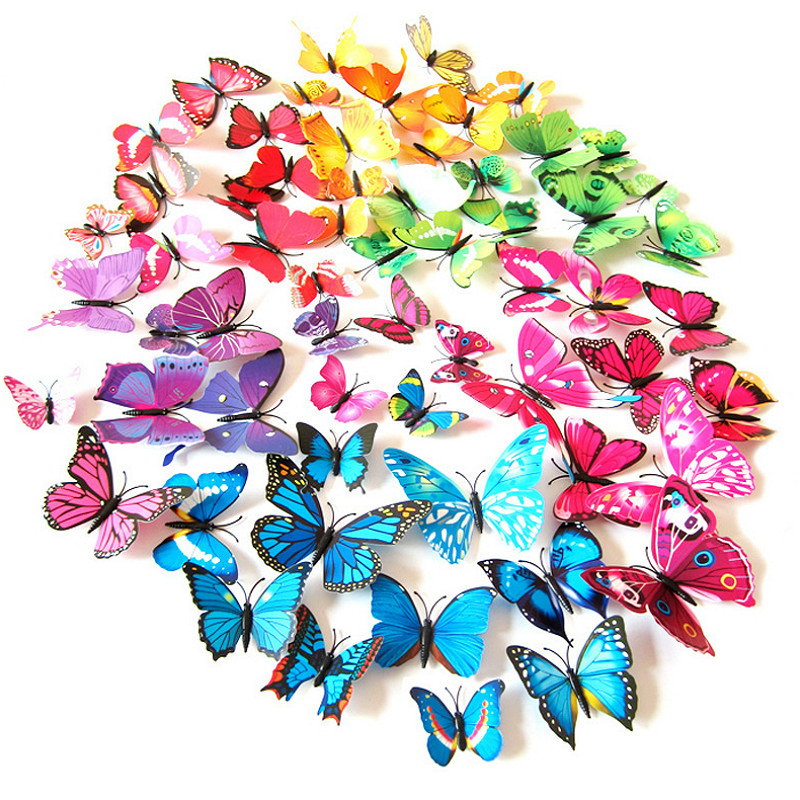 12PCS/Lot Garden Butterfly Decorative Stakes Wind Spinners Garden Decorations Simulation Butterfly Stakes Yard Plant Lawn