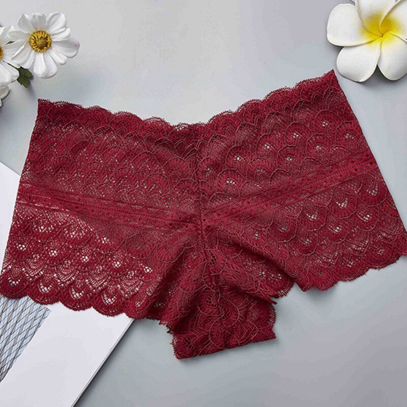 Women Soft Seamless Lace Safety Short Pants Summer Under Skirt Shorts Breathable Short Tights: Red color