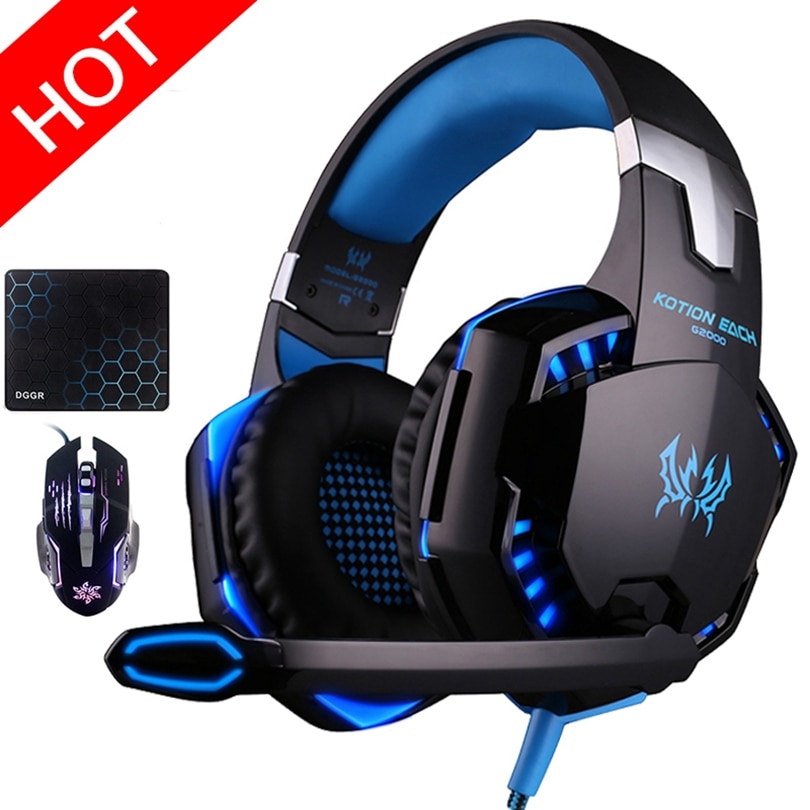 KOTION JEDER G2000 G9000 Gamer Spielen Beste Tiefe Bass Kopfhörer Stereo Headset PC Für Computer Spiel Kopfhörer Mit Mic LED lichter