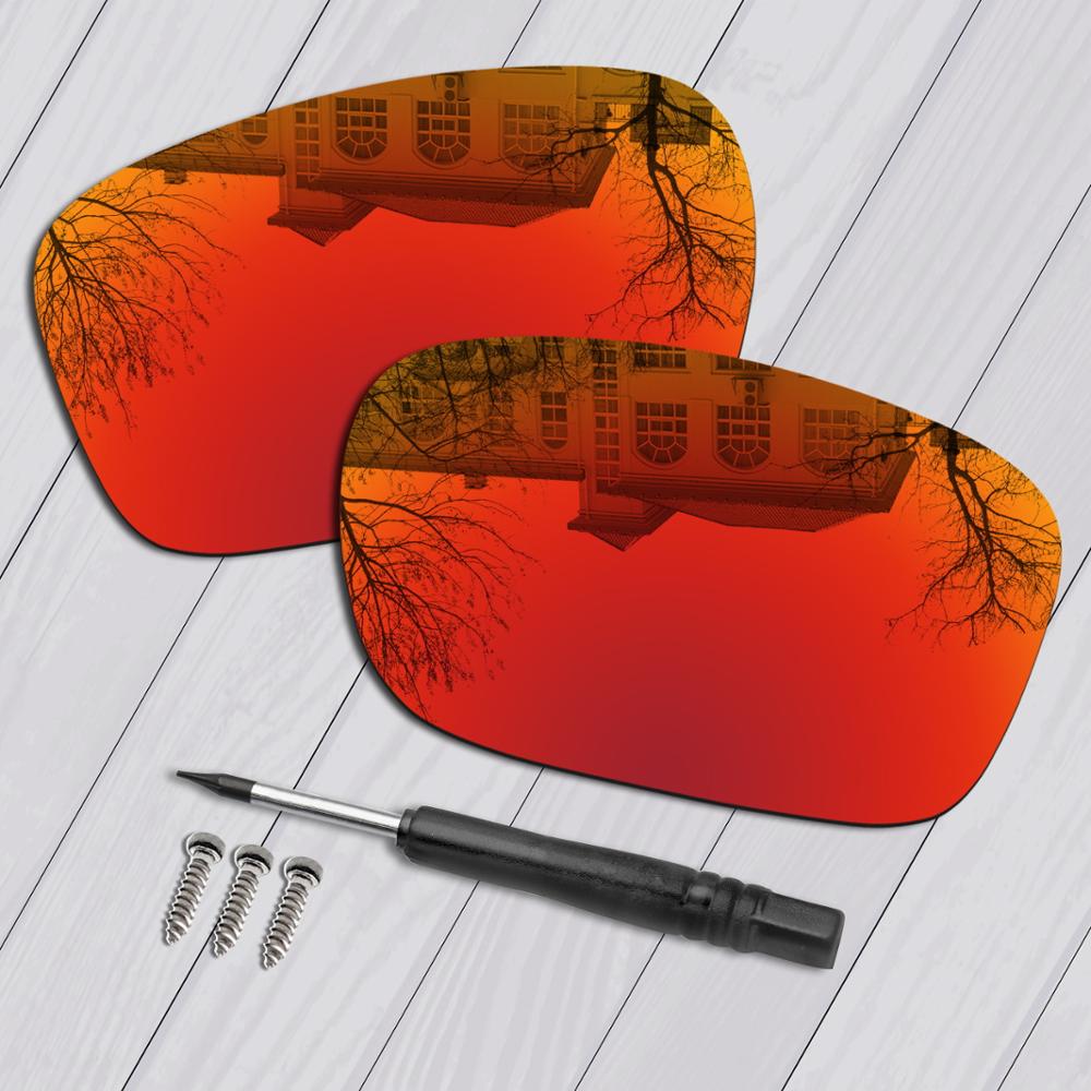E.O.S Gepolariseerde Verbeterde Vervanging Lenzen & Black Schroevendraaier & Schroeven voor Oakley Twoface OO9189 Zonnebril-Meerdere Keuze: Fire Red