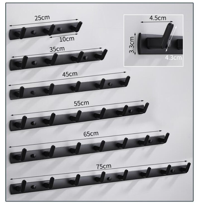 Tuqiu Robe Hooks Clothes Hat Hook Row Black Robe H... – Grandado