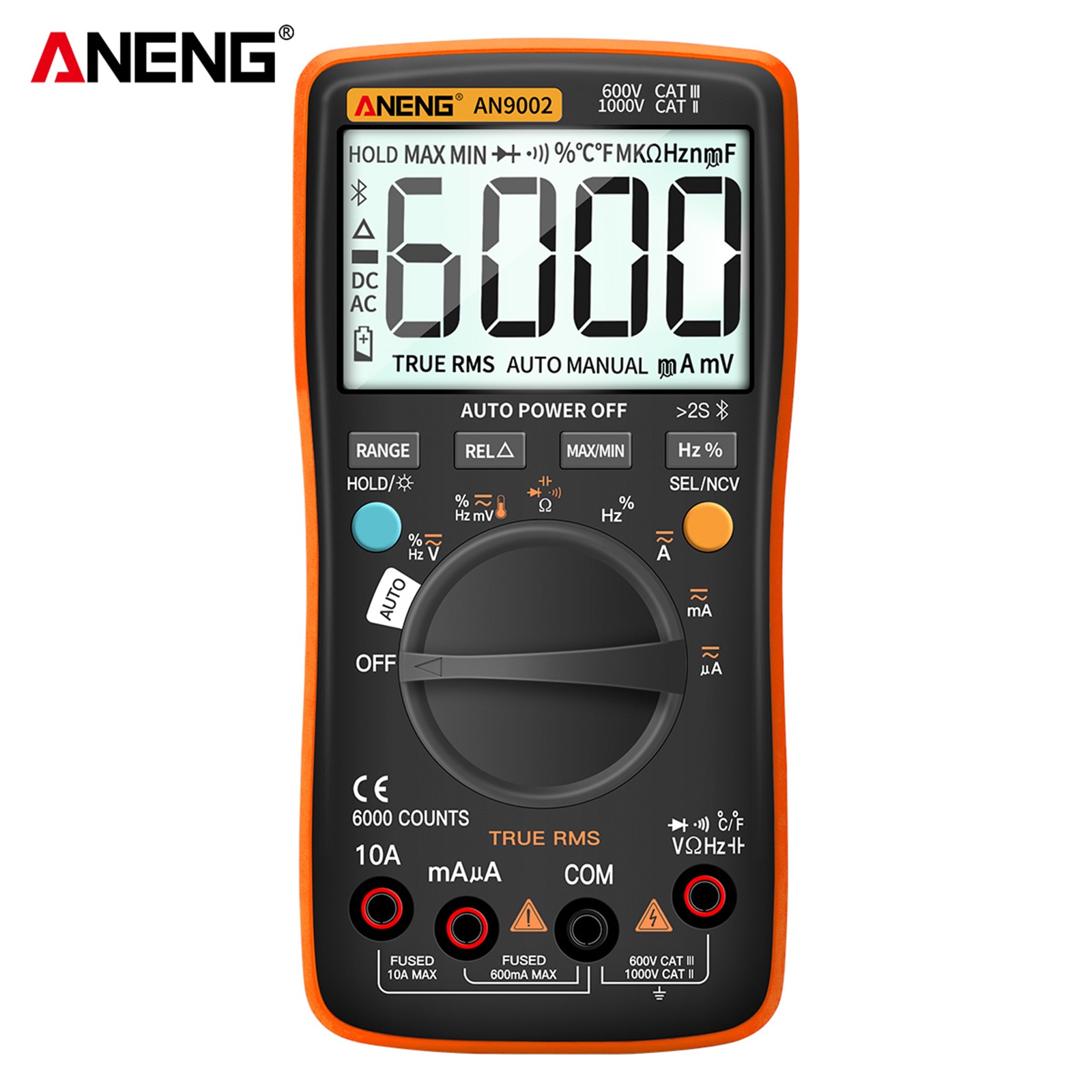 jakiś9002 cyfrowy multimetr Bluetooth 6000 zlicza profesjonalny MultimetroTrue RMS AC/DC woltomierz automatyczny-zakres