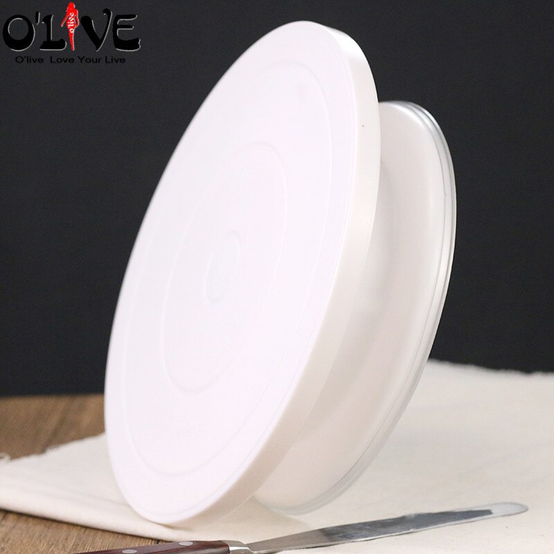 28 cm plast kage dekorationsbord anti-skrid kage drejeskive roterende kage stand dekoration drejeligt bord bageværktøj