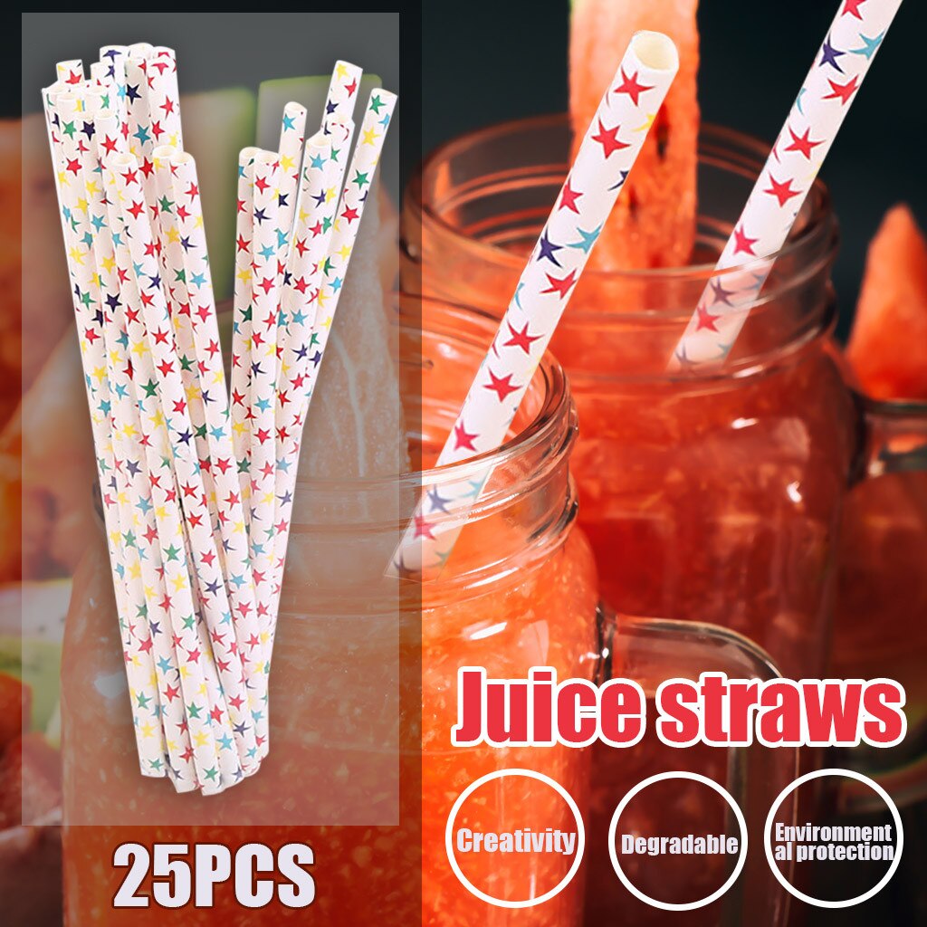 Disposable Drinking Paper Straws 25Pcs Dinner Party Drinking Straws Home Paper Party Straws D724