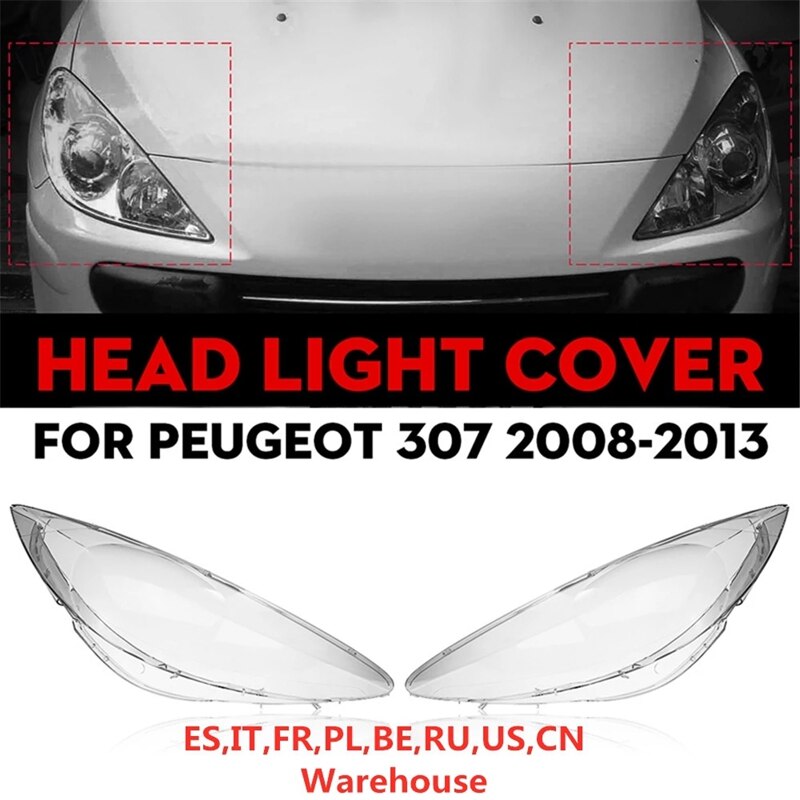 Auto Koplamp Lens Shell Cover Vervanging Voor Peugeot 307