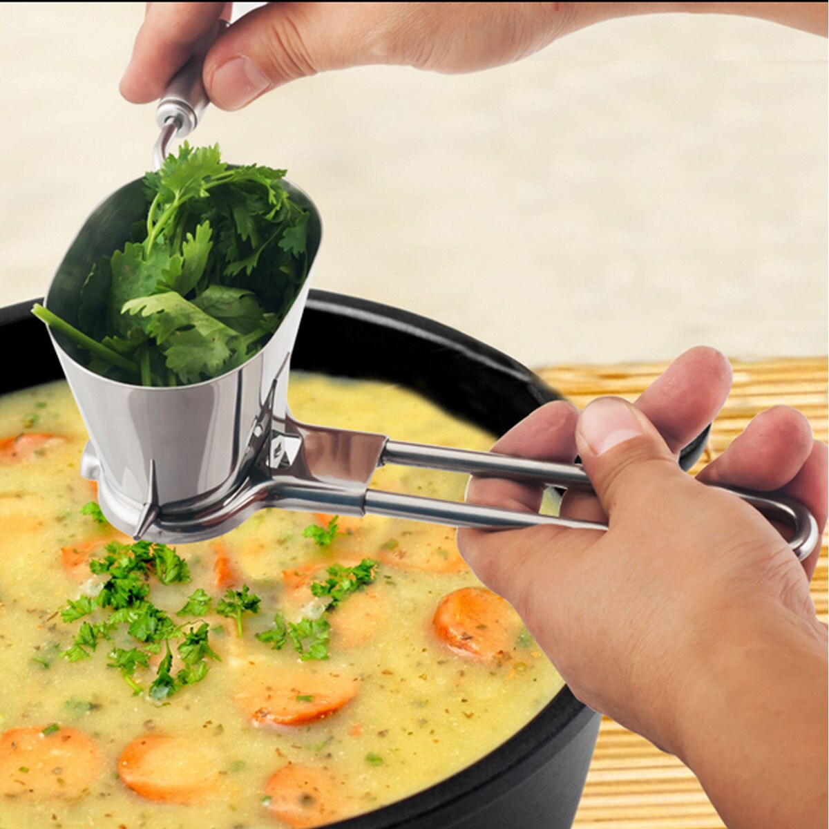 Stainless Steel Coriander Chopper Herb Mincer Grinder For Parsley Multifunctional Vegetable Grater Cooking Utensil Kitchen Tool
