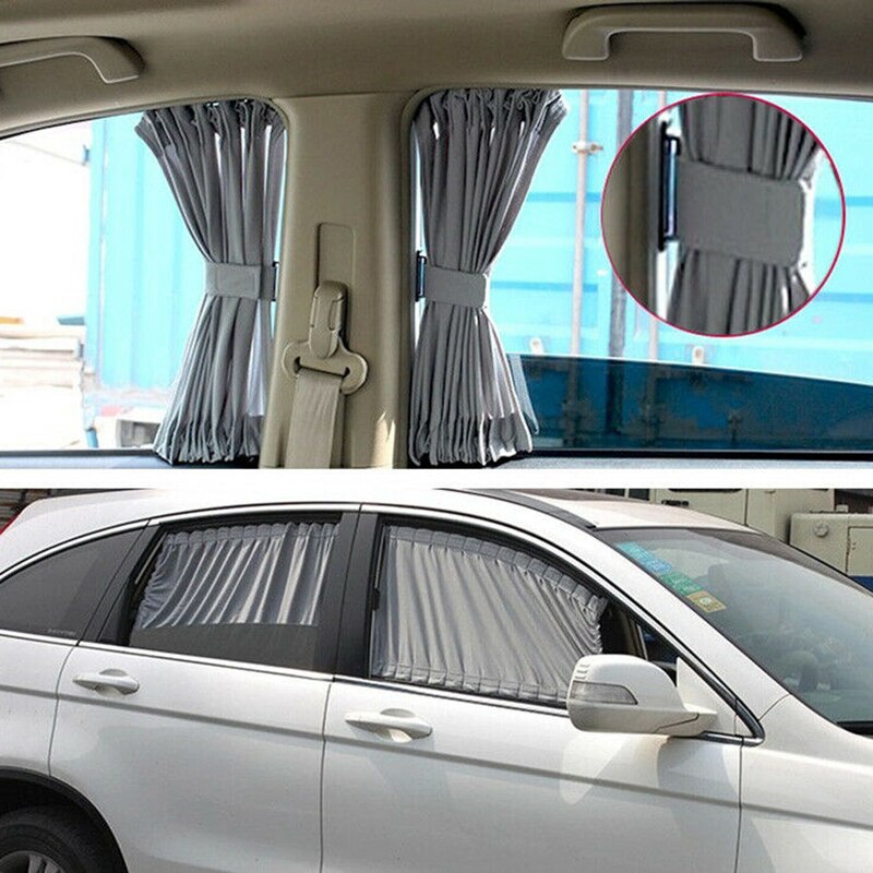 2Pcs Car Curtain Kit Universal Car Van SUV VIP Style Front & Rear Anti-UV Sunshade