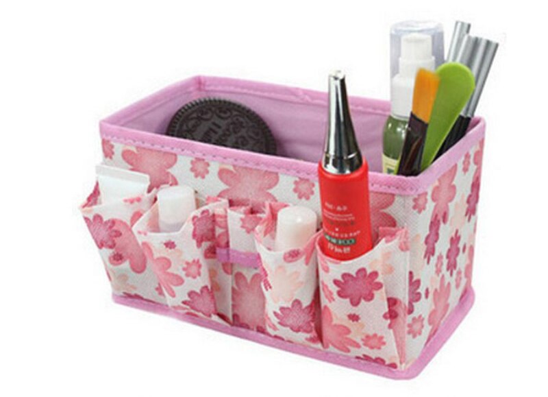 Caja organizadora, organizador de maquillaje, caja de almacenamiento de cosméticos, bolsa, contenedor estacionario plegable de colores brillantes, organizador de maquillaje, caja de reloj