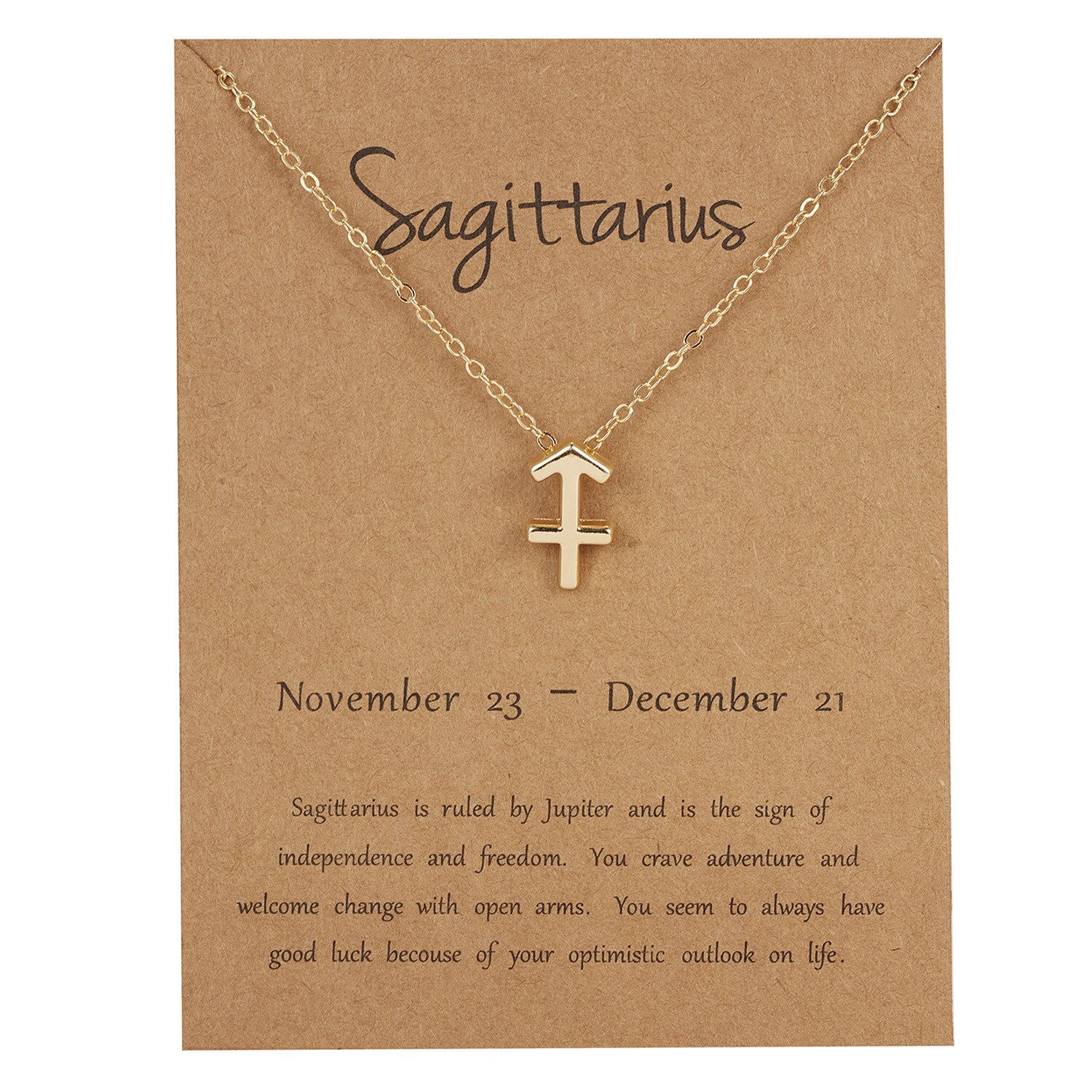 12 Constellation Pendant Gold Necklace Jewelry Choker Necklace Zodiac Sign Charm Necklace Birthday Wish Card for Women Girl: Sagittarius