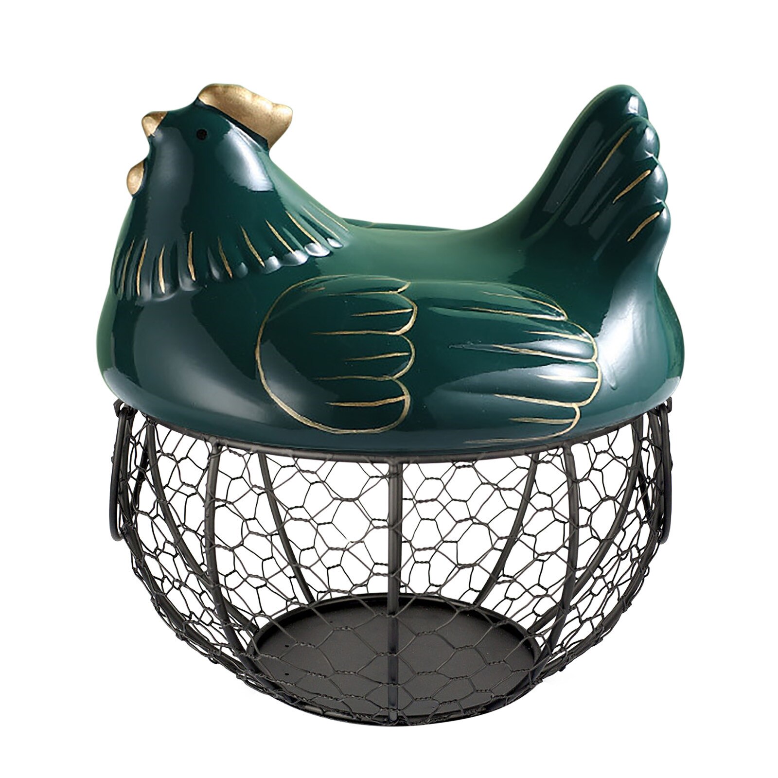 Ceramic Egg Holder Organizer Storage Basket Egg Basket Fruit Container Ceramic Hen Decorative Kitchen Basket Egg Storage: Green