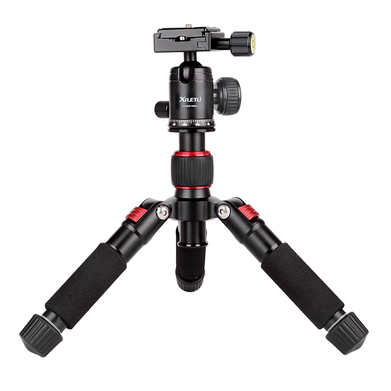 XILETU FM5S-MINI Lightweight Alluminum Tripod Tabletop Mini Travel Stand Tripod with 360 Degree Ball Head For Digital Camera: Red