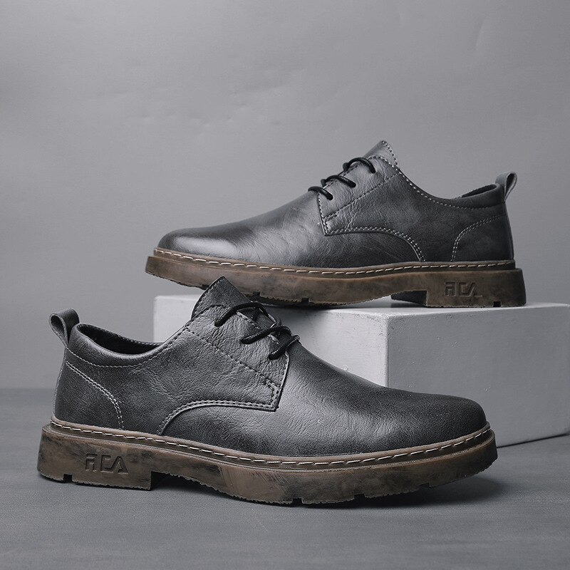 Brogues skor män skor svart läder män fritidsskor märke manliga affärsskor tjock sula halkfri  ka2712