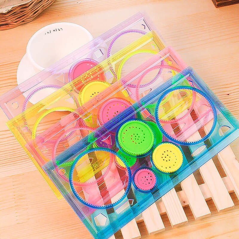 Schilderen Multifunctionele Interessante Puzzel Spirograph Kinderen Tekening Plastic Heerser Kan Verbeteren Start Werkvermogen