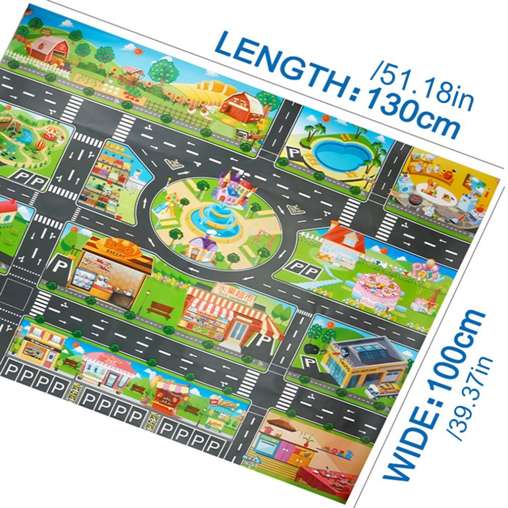 Kinderen Spelen Mat Vloer Spel Baby Kruipen Mat Pad 130*100CM Waterdichte Kids Verkeer Verkeersbord Parkeer lot Jongen Speelgoed