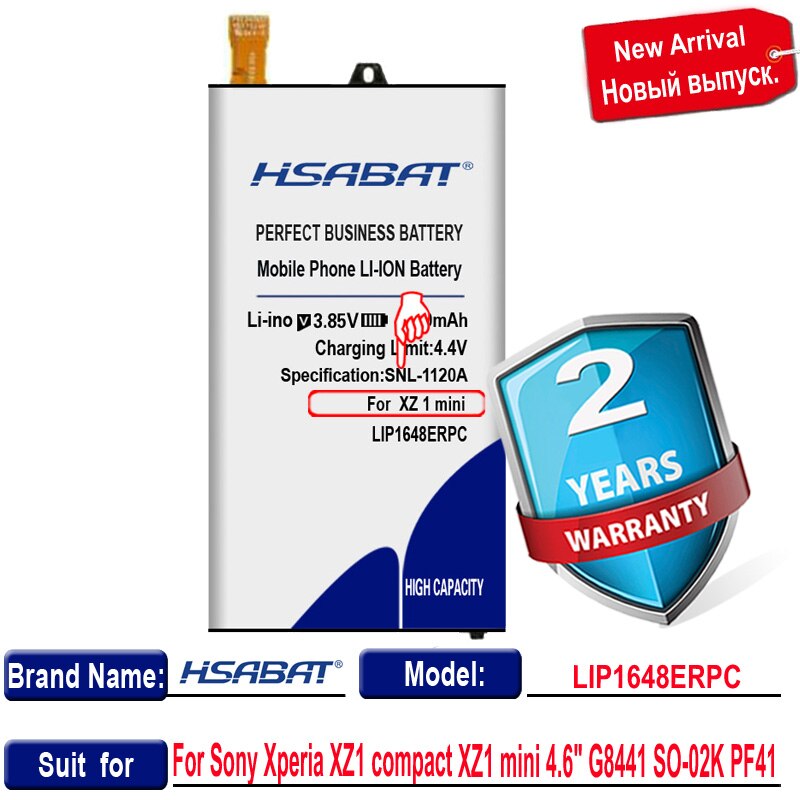 Batería de 3700mAh HSABAT LIP1648ERPC para Sony Xperia XZ1 compact XZ1 mini, baterías de 4,6 "G8441 SO-02K PF41