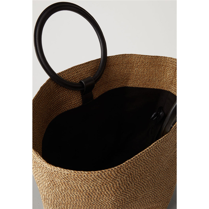 sac à main en paille manche en bois grande capacité papier corde tissé sac de paille nouvelle été voyage sac de plage