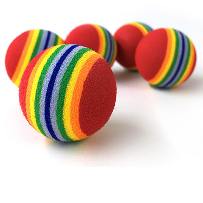 2 pièces arc-en-ciel chat jouet balle mousse balle interactif chat jouets jouer mâcher hochet Scratch EVA balle formation fournitures pour animaux de compagnie