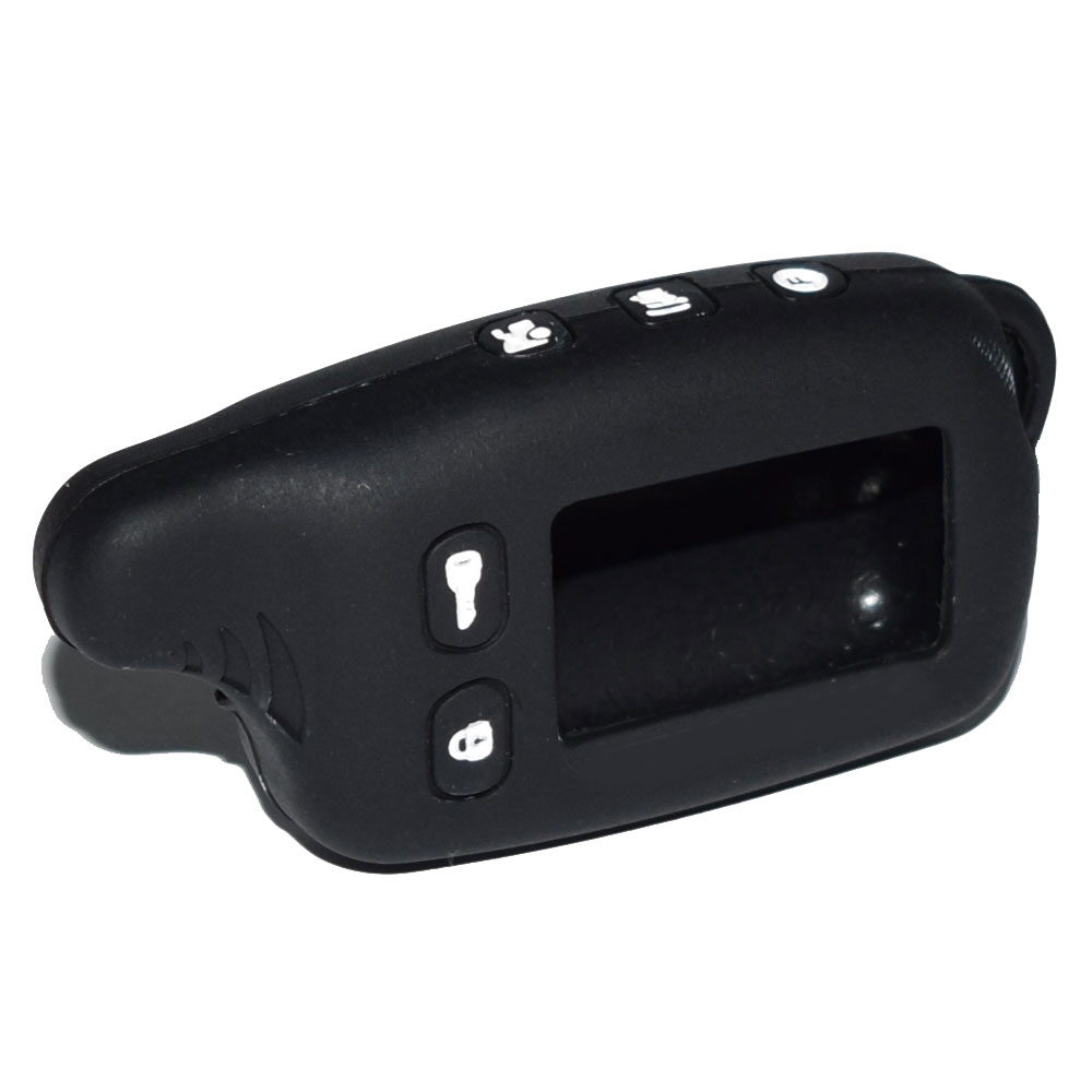 Silicone Car Key Case For Tomahawk TW 9010 9020 9030 9000 7010 Two Way Car Alarm LCD Remote Control Cover Keychain Protector Bag: Black