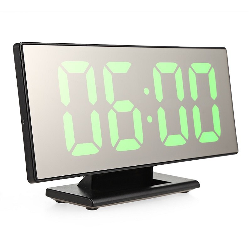 Digital Alarm Clock LED Mirror Clock Multifunction Snooze Display Time Night LCD Light Table Desktop Reloj Despertador USB Cable: Yellow Green