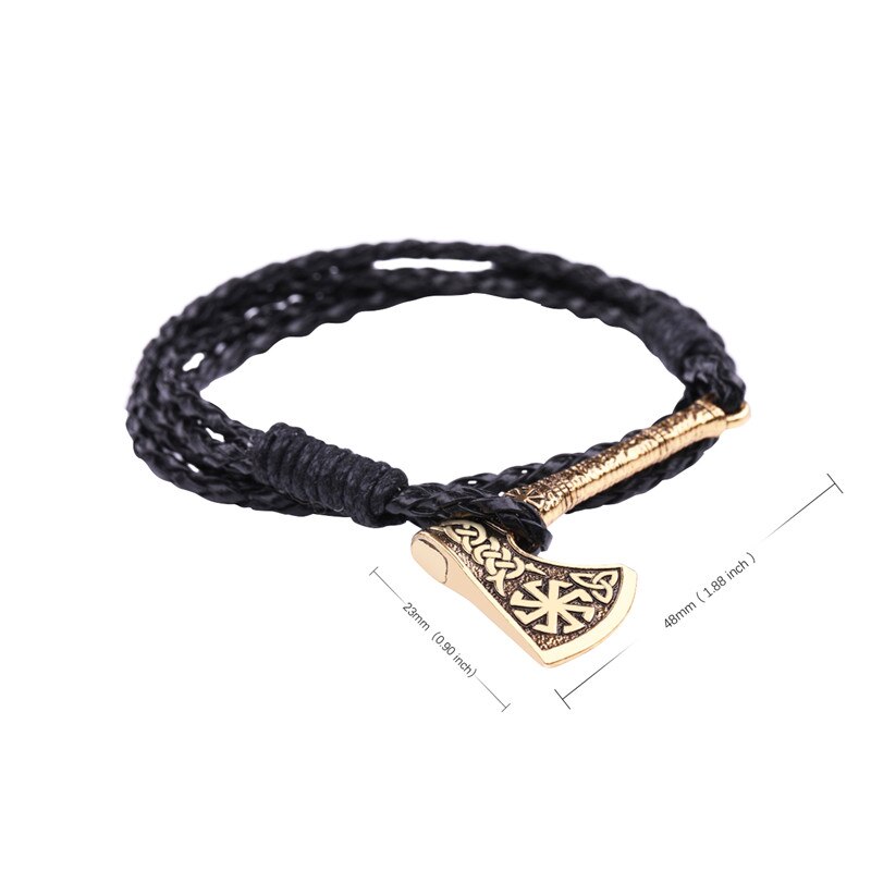 Dawapara Viking Axe Schmuck Slawischen Kolovrat Trinity Symbol Leder Armband Männer: Style 2 Gold