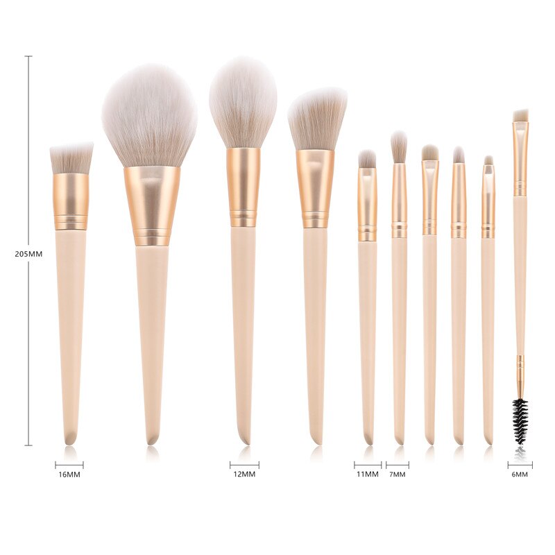 10 stk/sett sminke børster sett rødme fundament concealer øyenskygge applikator flamme mikro børste pinceau glad de teint  t10167