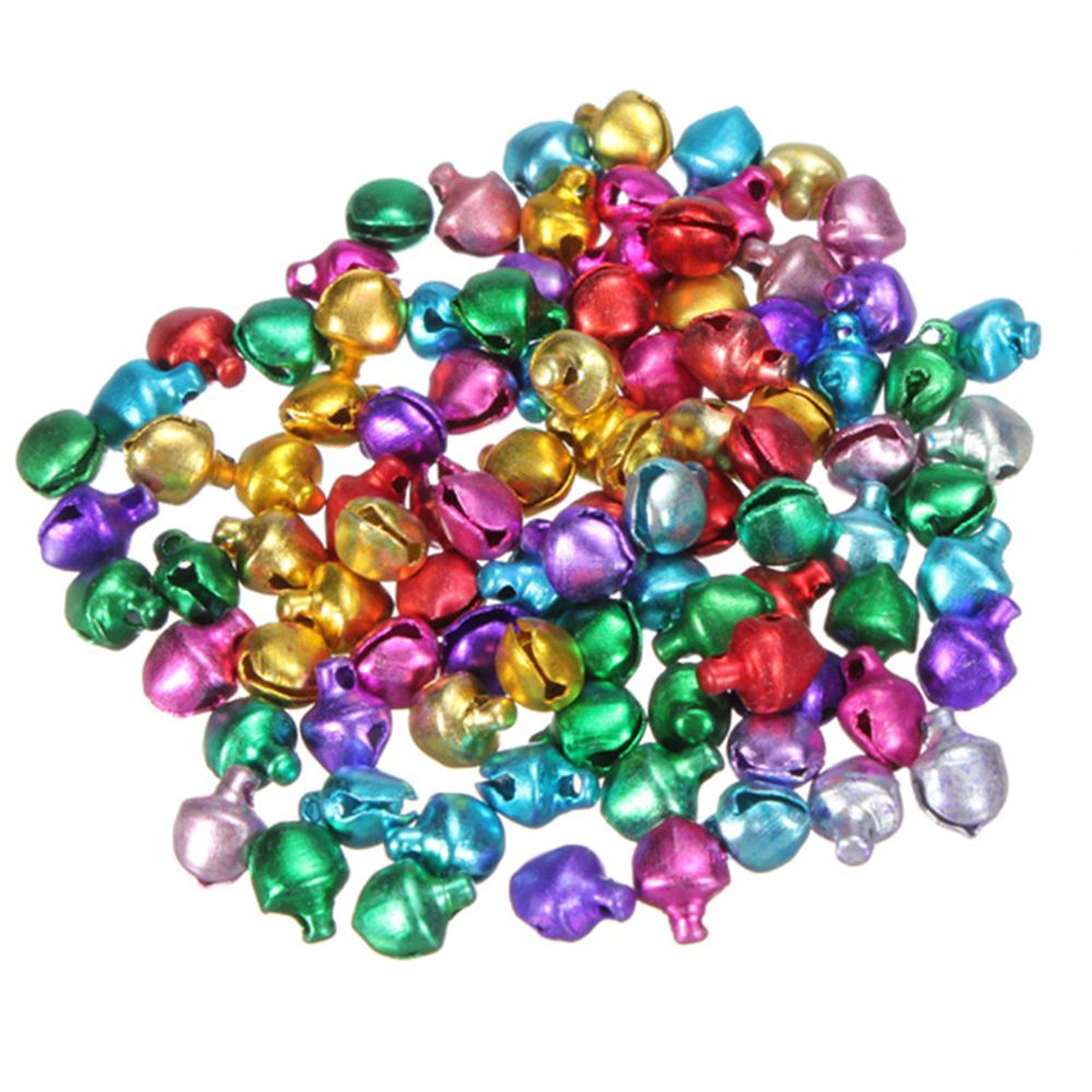 Populære 100 stk løse perler mini jingle klokker juledekoration diy håndværk cn: Bland farve